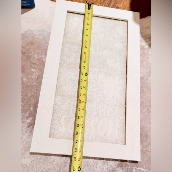 RUSTIC FARMHOUSE Wall 3 Pocket Burlap Hanging Organizer Shabby Chic White Wood - Picture 9 of 10